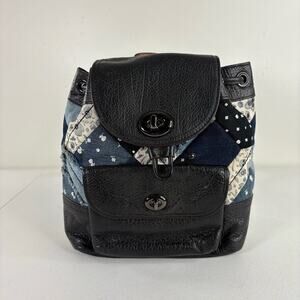 Coach Canyon Backpack Quilt Denim Floral Skull Patchwork Turn Lock